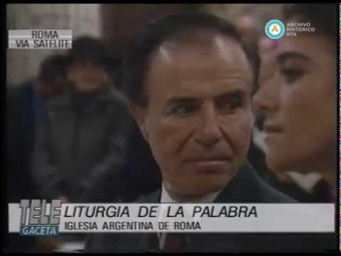 Menem con Juan Pablo II en la Iglesia Argentina de Roma, 1998