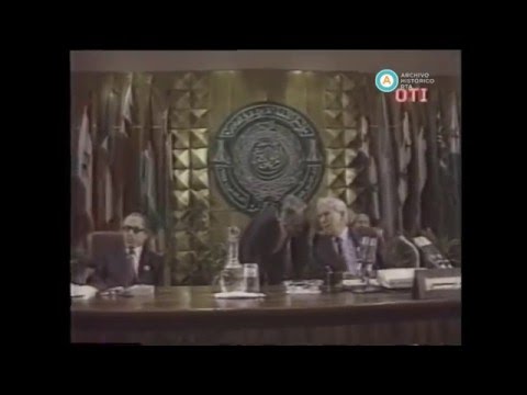 Vía satélite: cumbre árabe en Argel con la presencia de Arafat y Gadafi,1988